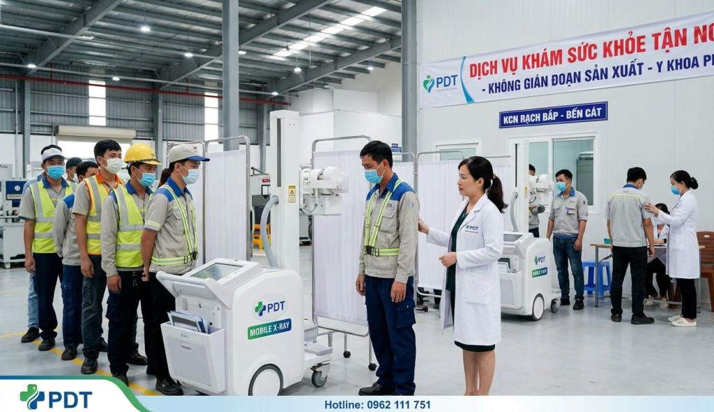 "Dịch vụ khám sức khỏe công ty tại Bến Cát uy tín, chuẩn Thông tư 32/2023/TT-BYT. Quy trình nhanh gọn, khám tận nơi tại KCN Mỹ Phước, Rạch Bắp. Đội ngũ bác sĩ giỏi, giá cả cạnh tranh. Liên hệ ngay!"