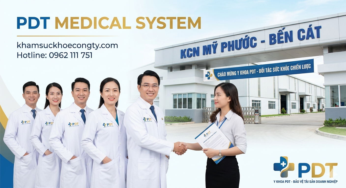 "Dịch vụ khám sức khỏe công ty tại Bến Cát uy tín, chuẩn Thông tư 32/2023/TT-BYT. Quy trình nhanh gọn, khám tận nơi tại KCN Mỹ Phước, Rạch Bắp. Đội ngũ bác sĩ giỏi, giá cả cạnh tranh. Liên hệ ngay!"