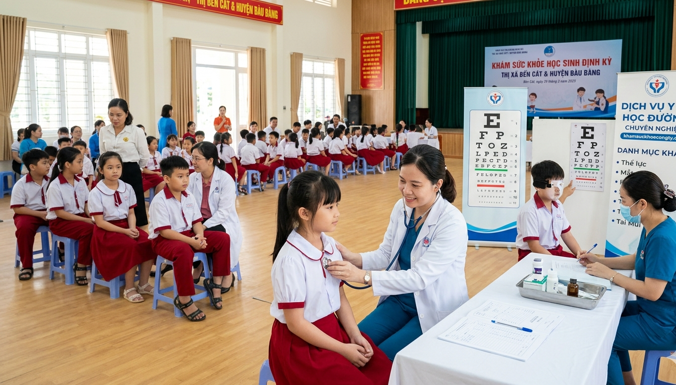 Khám sức khỏe học sinh tại Bến Cát và Bàu Bàng