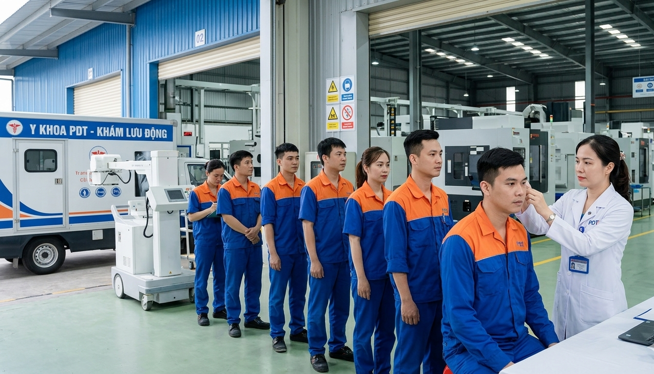 Khám sức khỏe định kỳ cho công nhân ở Mỹ Phước